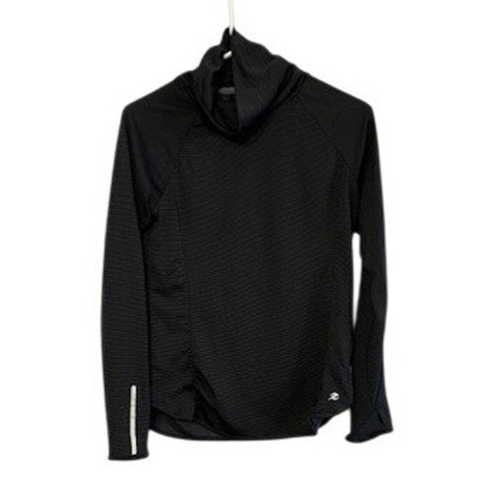 Zoot Sports Womens Black Funnel Neck Long Sleeve Running Top Thumbholes Reflect